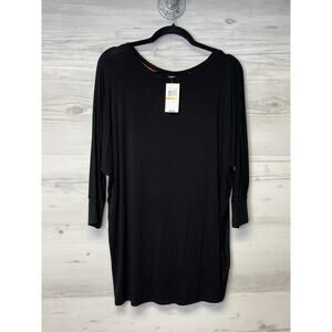 Cupio Black Tunic Shirt Womens Small Black 3/4 Sleeve Lightweight Casual CM36118